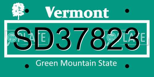 SD37823 Vermont License Plate