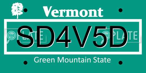 SD4V5D Vermont License Plate