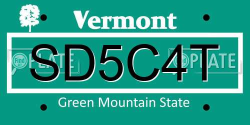 SD5C4T Vermont License Plate