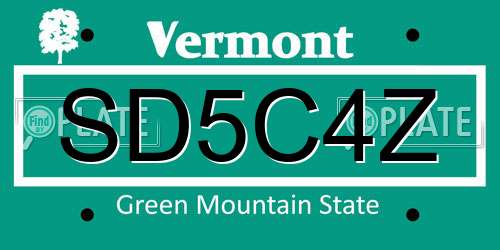 SD5C4Z Vermont License Plate