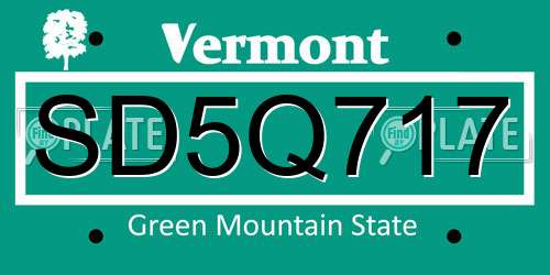 SD5Q717 Vermont License Plate