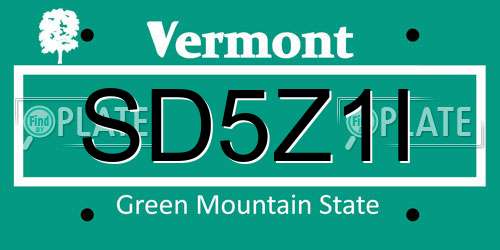 SD5Z1I Vermont License Plate