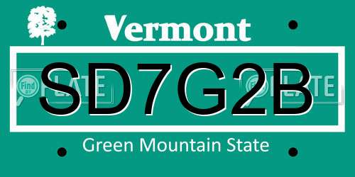 SD7G2B Vermont License Plate