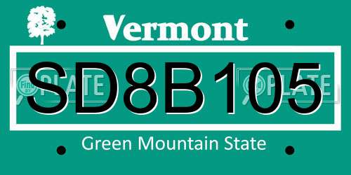 SD8B105 Vermont License Plate