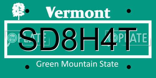 SD8H4T Vermont License Plate