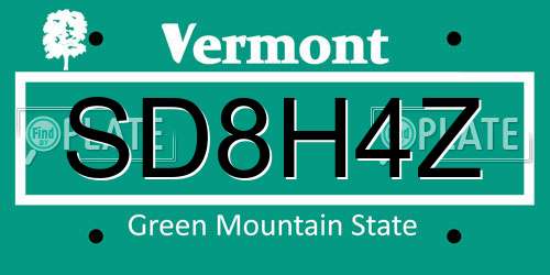 SD8H4Z Vermont License Plate