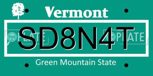 SD8N4T Vermont License Plate