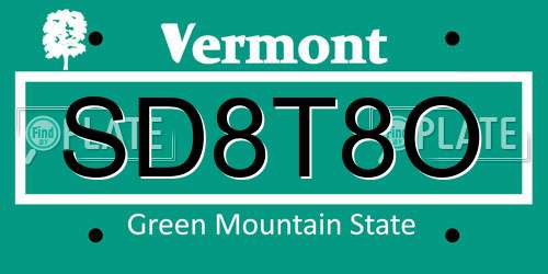 SD8T8O Vermont License Plate