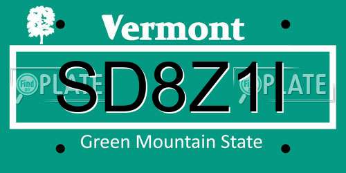 SD8Z1I Vermont License Plate