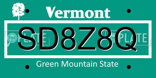 SD8Z8Q Vermont License Plate