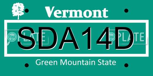 SDA14D Vermont License Plate
