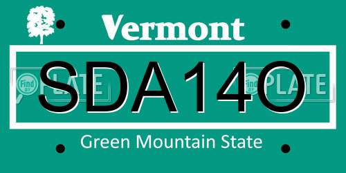SDA14O Vermont License Plate
