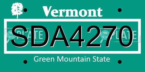 SDA4270 Vermont License Plate