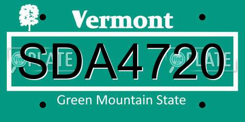 SDA4720 Vermont License Plate