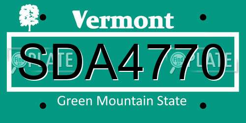 SDA4770 Vermont License Plate