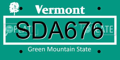 SDA676 Vermont License Plate