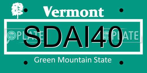 SDAI40 Vermont License Plate