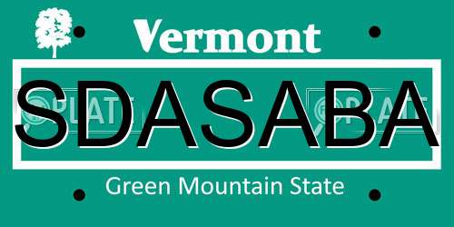 SDASABA Vermont License Plate