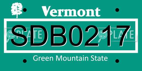 SDB0217 Vermont License Plate