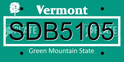 SDB5105 Vermont License Plate