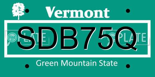 SDB75Q Vermont License Plate