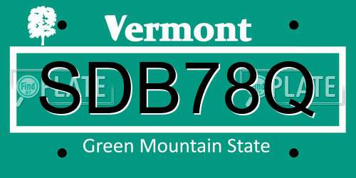 SDB78Q Vermont License Plate