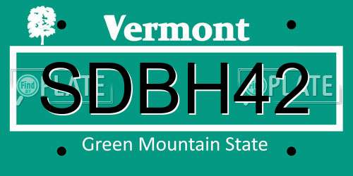 SDBH42 Vermont License Plate