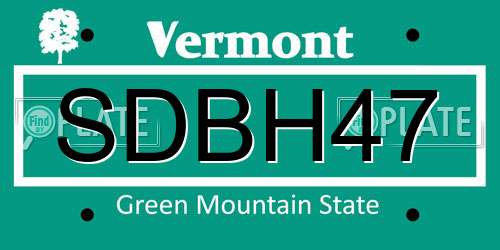 SDBH47 Vermont License Plate