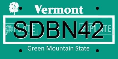 SDBN42 Vermont License Plate