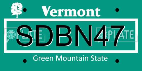 SDBN47 Vermont License Plate