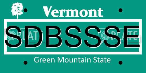 SDBSSSE Vermont License Plate