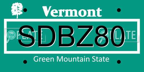 SDBZ80 Vermont License Plate