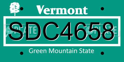 SDC4658 Vermont License Plate