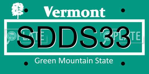 SDDS33 Vermont License Plate