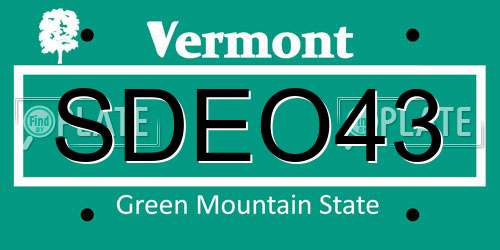 SDEO43 Vermont License Plate