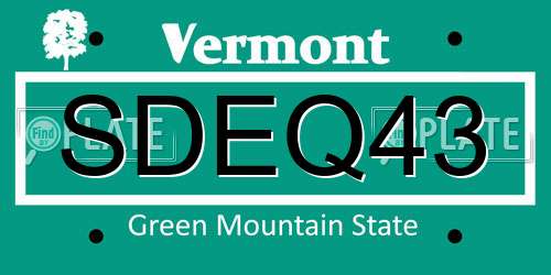 SDEQ43 Vermont License Plate