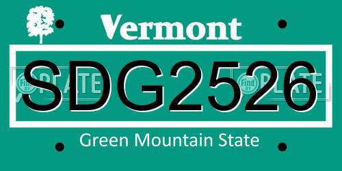SDG2526 Vermont License Plate