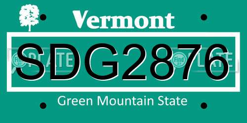SDG2876 Vermont License Plate