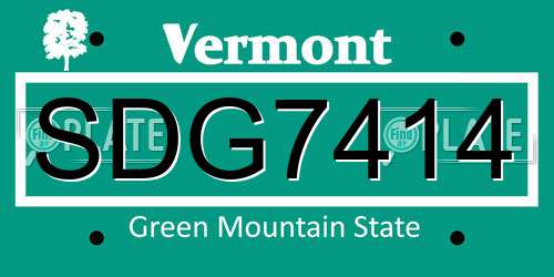 SDG7414 Vermont License Plate