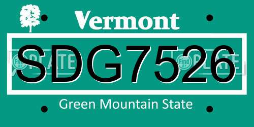 SDG7526 Vermont License Plate