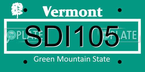SDI105 Vermont License Plate