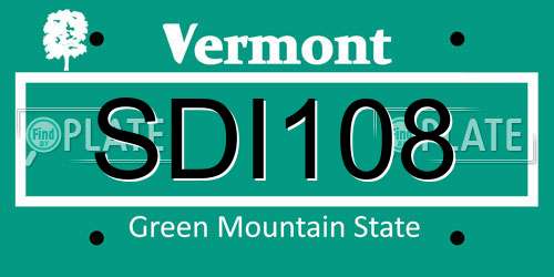 SDI108 Vermont License Plate