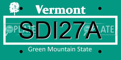 SDI27A Vermont License Plate