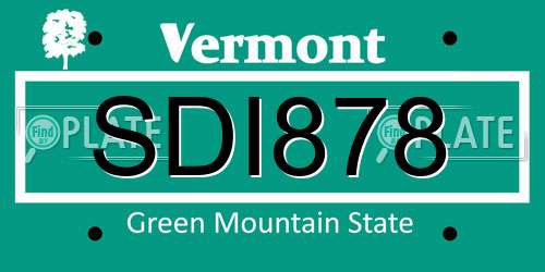 SDI878 Vermont License Plate