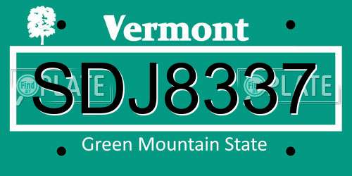 SDJ8337 Vermont License Plate