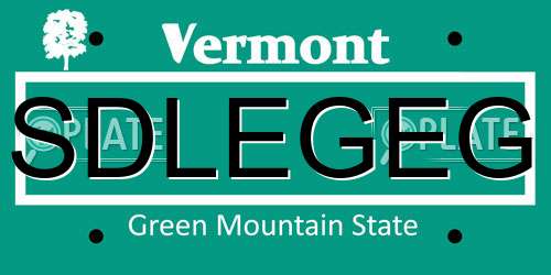 SDLEGEG Vermont License Plate
