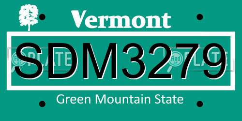 SDM3279 Vermont License Plate