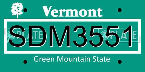 SDM3551 Vermont License Plate