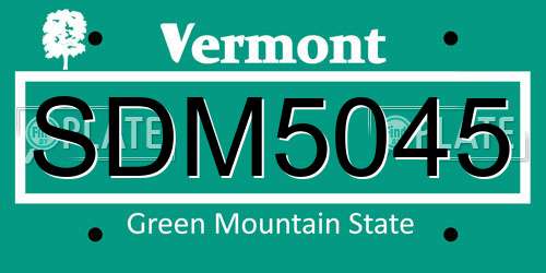 SDM5045 Vermont License Plate