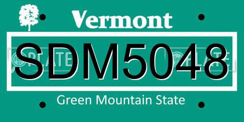 SDM5048 Vermont License Plate